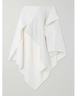 JW Anderson Asymmetric Striped Patchwork Cotton-Poplin Midi Skirt - White