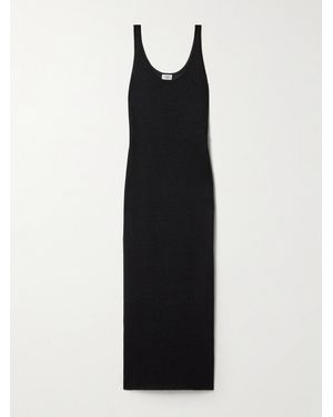 Saint Laurent Maxikleid Aus Metallic-Strick - Schwarz