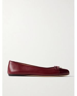 Gucci Ballerines En Cuir New Marmont Gg - Rouge