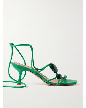 Zimmermann Gleam Embellished Leather Sandals - Green