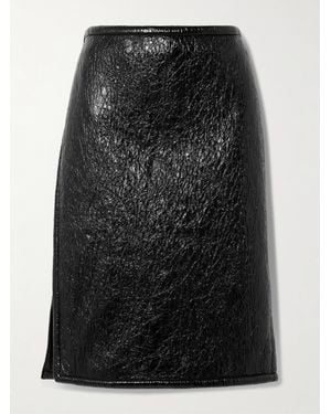 Gucci Crinkled Patent-Leather Skirt - Black
