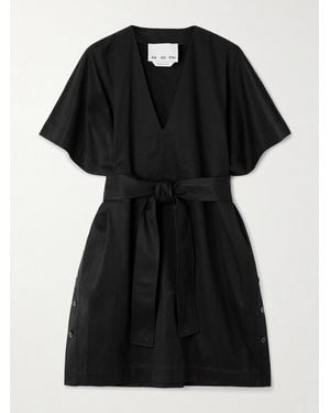 Sa Su Phi Elettra Belted Cotton-Twill Mini Dress - Black