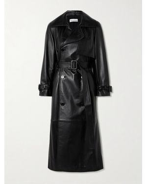 Nour Hammour Henri Belted Leather Trench Coat - Black