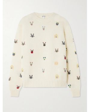 Loewe Louis Wain Embroidered Wool-Blend Jumper - Natural