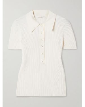 Zimmermann Ribbed-Knit Polo Shirt - Natural