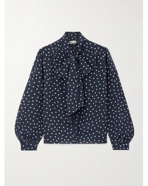 RIXO London Melaina Schluppenbluse Aus Seide Mit Polka-Dots - Blau