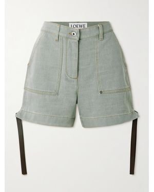 Loewe Jeansshorts Mit Lederbesätzen - Blau