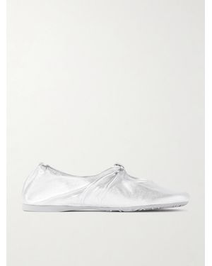 Loewe Pebble Metallic Leather Ballet Flats - White