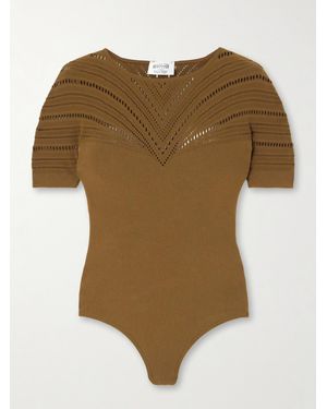 Wolford Pointelle-Knit Stretch Wool-Blend Bodysuit - Natural