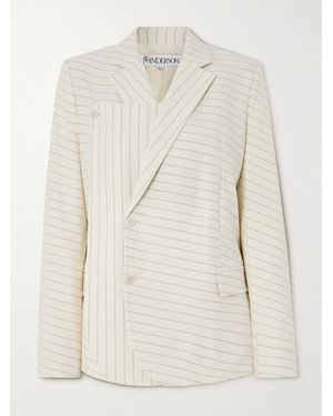 【送料&関税込】J.W. Anderson White Stretch Polyester Blend JW Anderson Stretch Polyester Blend Blazer in White | Lyst