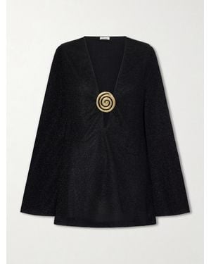 Oséree Lumiere Spiral Embellished Lurex Coverup - Black