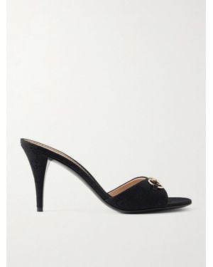 Gucci Horsebit-Embellished Canvas-Jacquard Mules - Natural