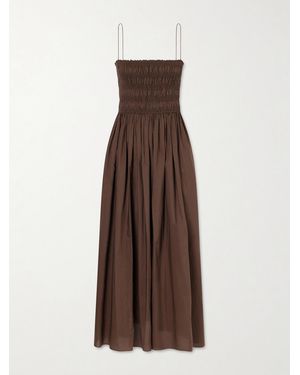 Matteau Shirred Organic Cotton Midi Dress - Brown