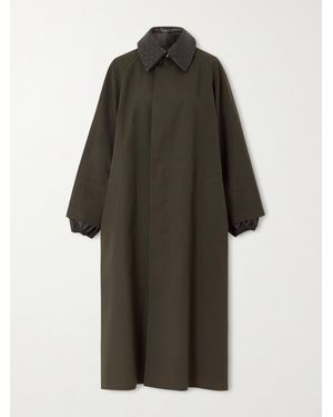 Bottega Veneta Intrecciato Leather-Trimmed Cotton-Blend Trench Coat - Green