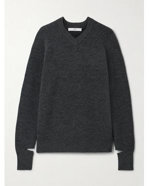 Tibi Cutout Ribbed Wool-Blend Sweater - Black