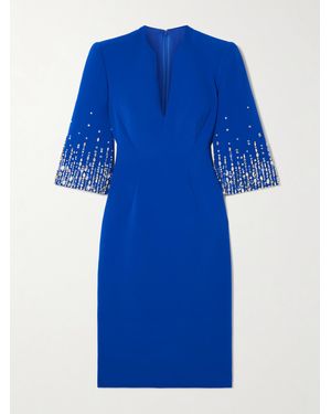 Jenny Packham Embellished Cady Midi Dress - Blue