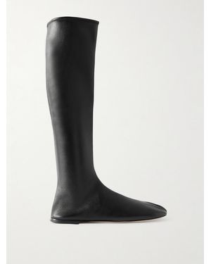 Christen Tabi Split-Toe Leather Knee Boots - Black