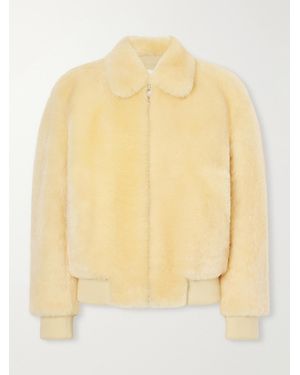 Bottega Veneta Leather-Trimmed Shearling Blouson Jacket - Yellow