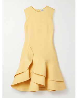 Oscar de la Renta Ruffled Wool-Blend Crepe Mini Dress - Yellow