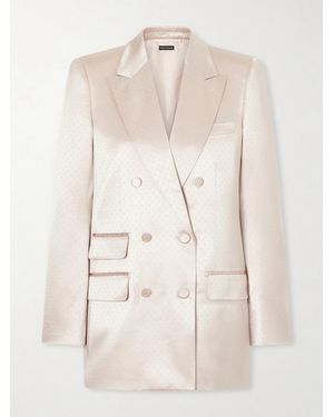 Tom Ford Double-Breasted Polka- Dot Satin Blazer - Natural