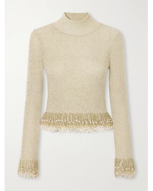 Jonathan Simkhai Tali Bead-Embellished Bouclé Top - Natural