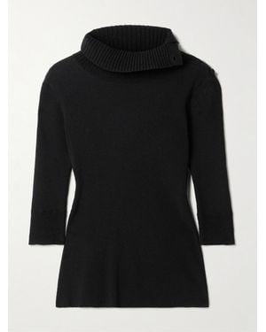 Proenza Schouler Daxton Button-Embellished Ribbed-Knit Turtleneck Jumper - Black
