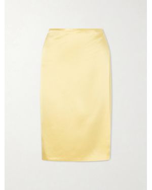 Aflalo Rixa Satin Wrap Midi Skirt - Yellow