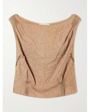 Tory Burch Crinkled-Satin Blouse - Natural