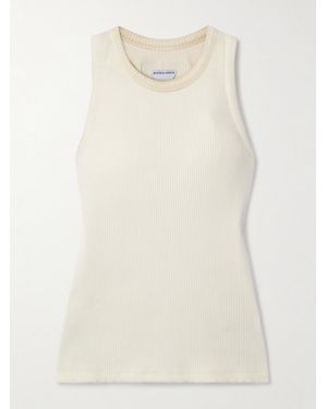 Bottega Veneta Appliquéd Ribbed Cotton-Blend Jersey Tank - Natural