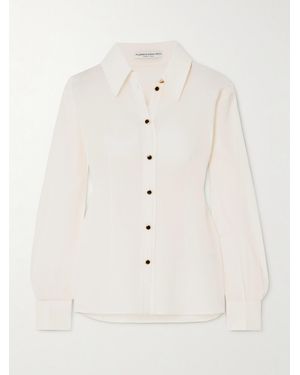 Alessandra Rich Silk-Crepe Shirt - Natural