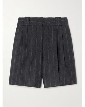 Blazé Milano Ferien Pleated Pinstriped Wool And Cashmere-Blend Shorts - Black