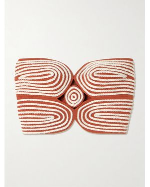 ANDRES OTALORA Baia Cutout Embroidered Linen Bustier Top