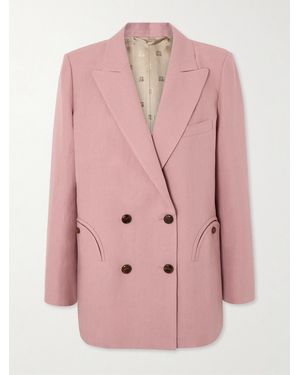 Blazé Milano Midday Sun Double-Breasted Linen Blazer - Pink