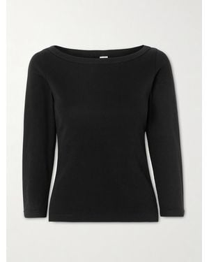 Flore Flore Steffi Ribbed Organic Cotton-Jersey T-Shirt - Black