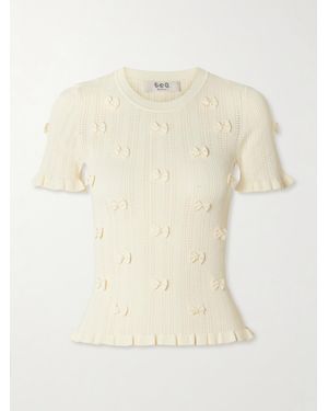 Sea Alberta Oberteil Aus Pointelle-Strick Mit Verzierungen - Natur