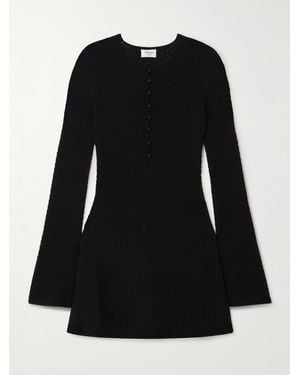 Saint Laurent Open-Knit Wool-Blend Mini Dress - Black