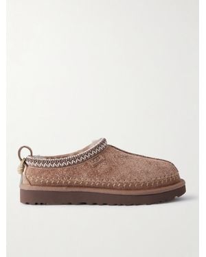 UGG Tasman Biarritz Shearling-Lined Brushed-Suede Slippers - Brown