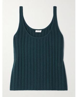 Eres Luxe Palace Ribbed And Pointelle-Knit Wool And Cashmere-Blend Tank - Green