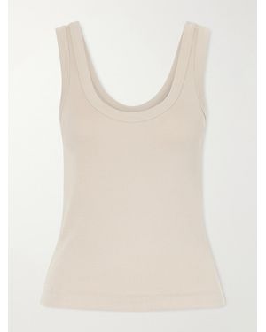 Brunello Cucinelli Ribbed Cotton-Blend Jersey Tank - Natural