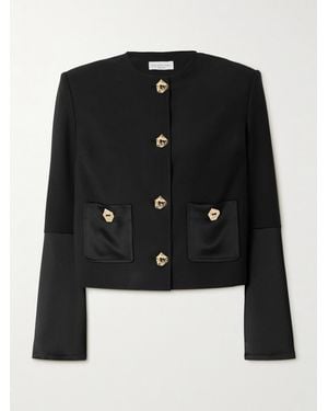 Violante Nessi Kelly Satin-Paneled Wool-Blend Crepe Jacket - Black
