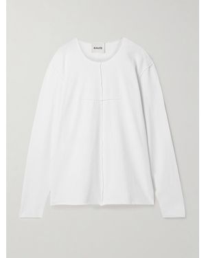 KHAITE Kit Paneled Cotton-Jersey T-Shirt - White