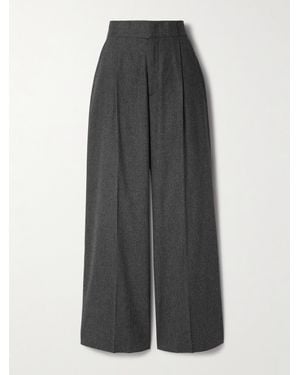 Sa Su Phi Bogart Hose Mit Weitem Bein Aus Flanell Aus Einer Wollmischung Mit Falten - Grau