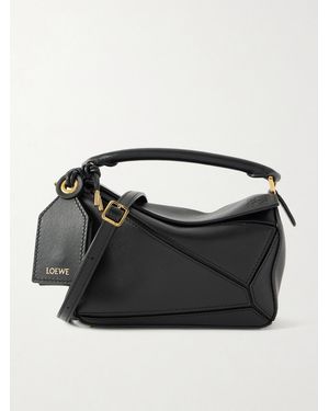 Loewe Featherlight Puzzle Mini Textured-Leather Shoulder Bag - Black