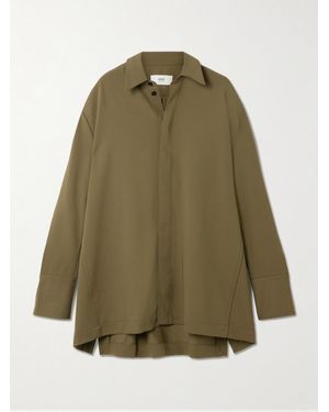 Ami Paris Oversized Wool-Crepe Shirt - Green