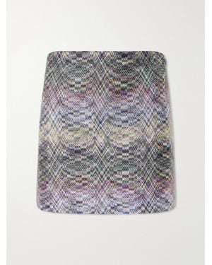 Missoni Striped Metallic Crochet-Knit Mini Skirt - Gray