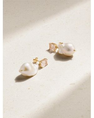 Mateo 14-Karat, Pearl And Quartz Earrings - Natural
