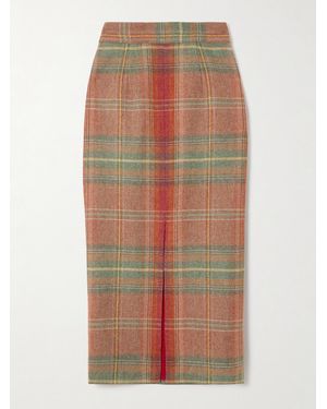 Marta Ferri Cipriani Checked Wool Midi Skirt - Red