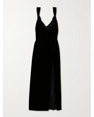 Galvan London Liza Stretch-Velvet Gown - Black