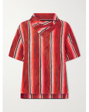 Proenza Schouler Amira Striped Silk-Habotai Blouse - Red