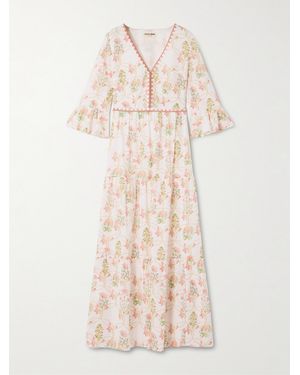 Emporio Sirenuse Bella Floral-Print Cotton Midi Dress - Natural